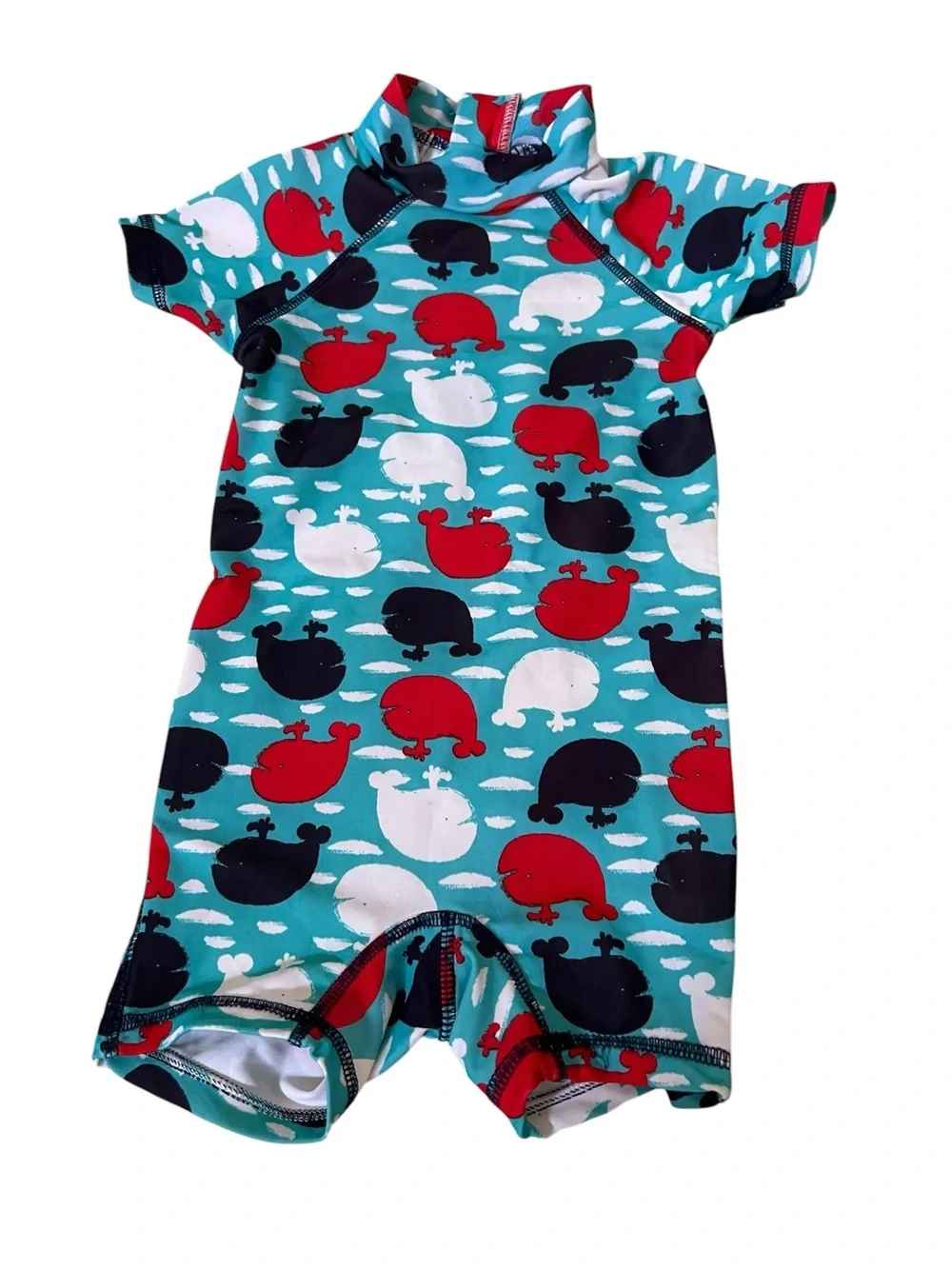 Lupilu toddler Swim one piece bathing suit w/ Whale Print, zipper back, 12-24 mo